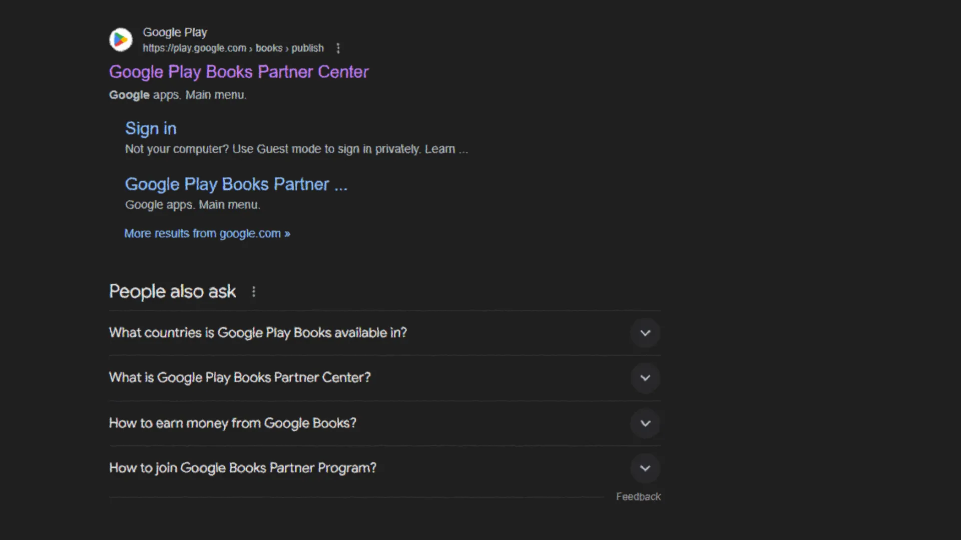 Page d'accueil Google Books Partner Center
