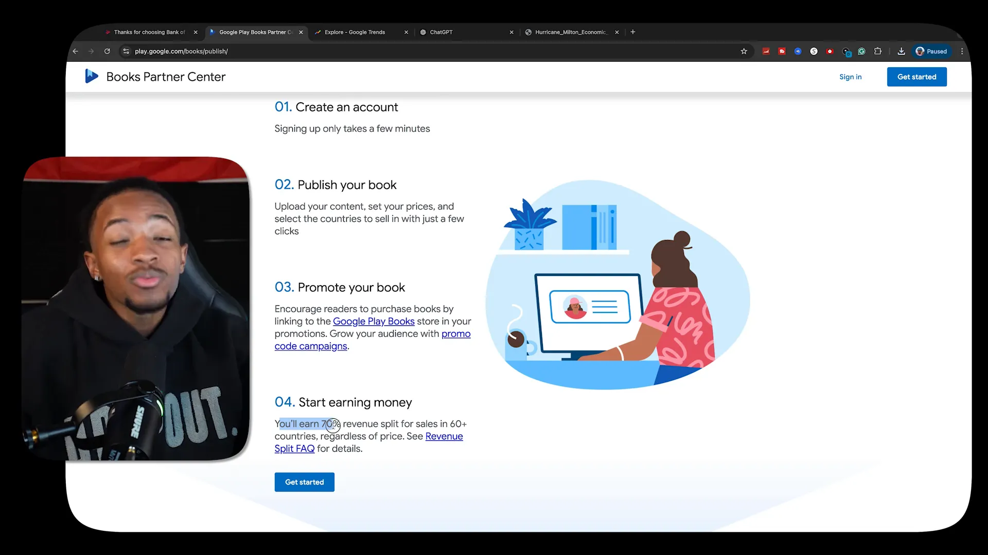 Tableau de bord Google Books Partner Center